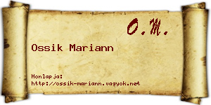Ossik Mariann névjegykártya